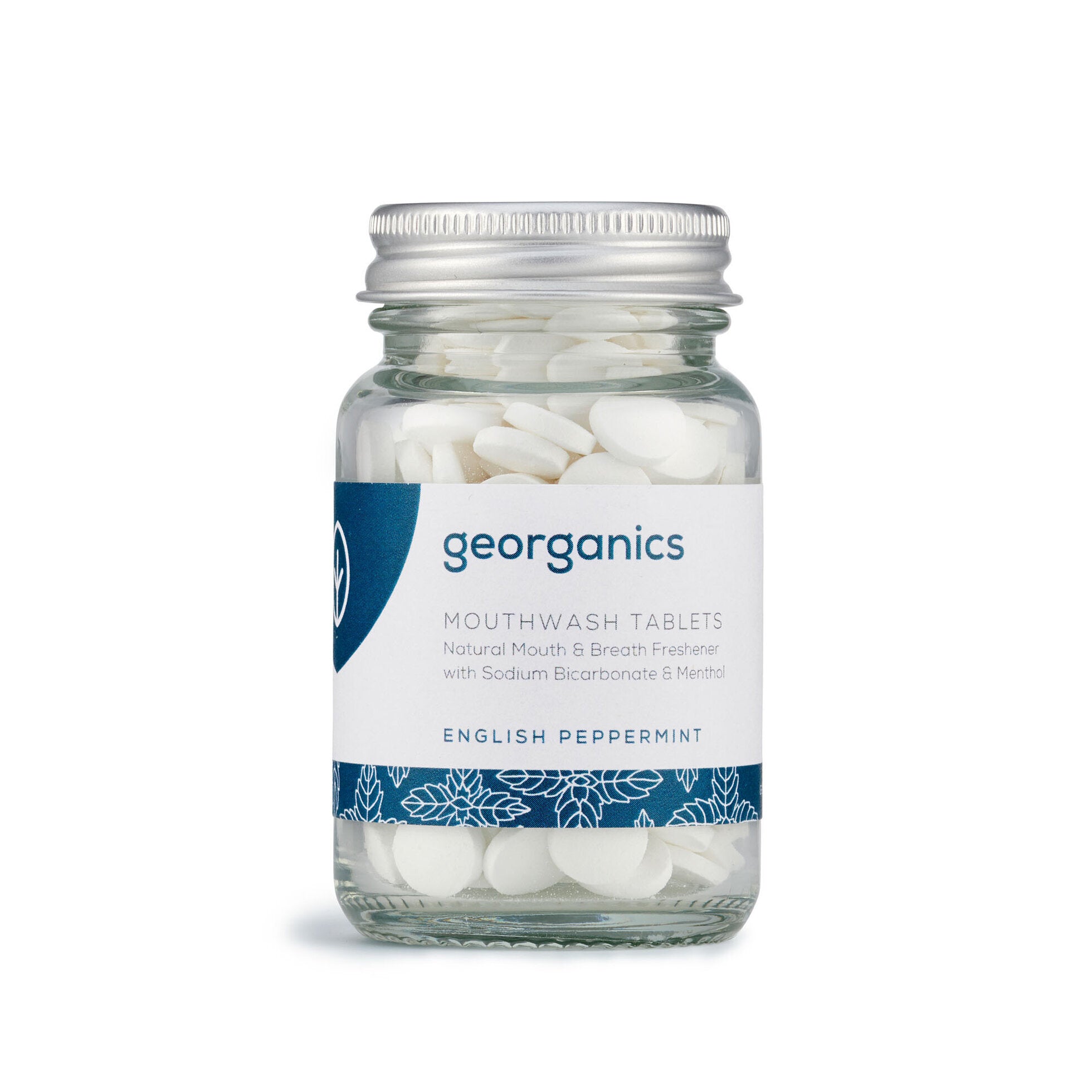 Georganics Burnos skalavimo tabletės su pipirmėte - be fluoro - 180 vnt