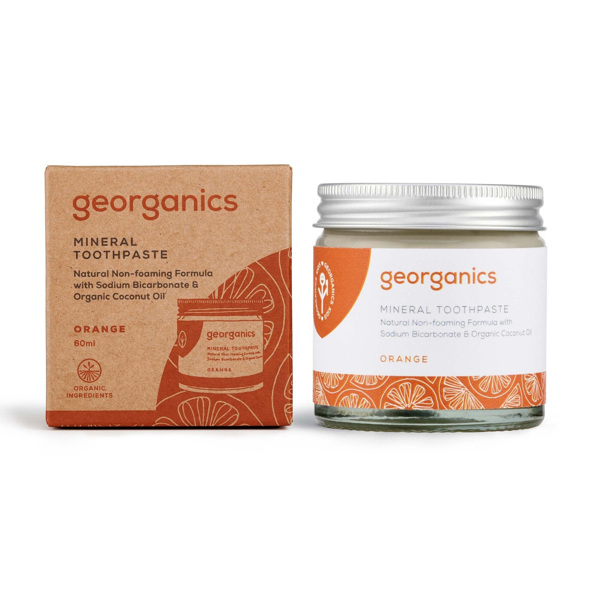 Georganics Mineralinė dantų pasta apelsinų skonio - be fluoro - 60 ml
