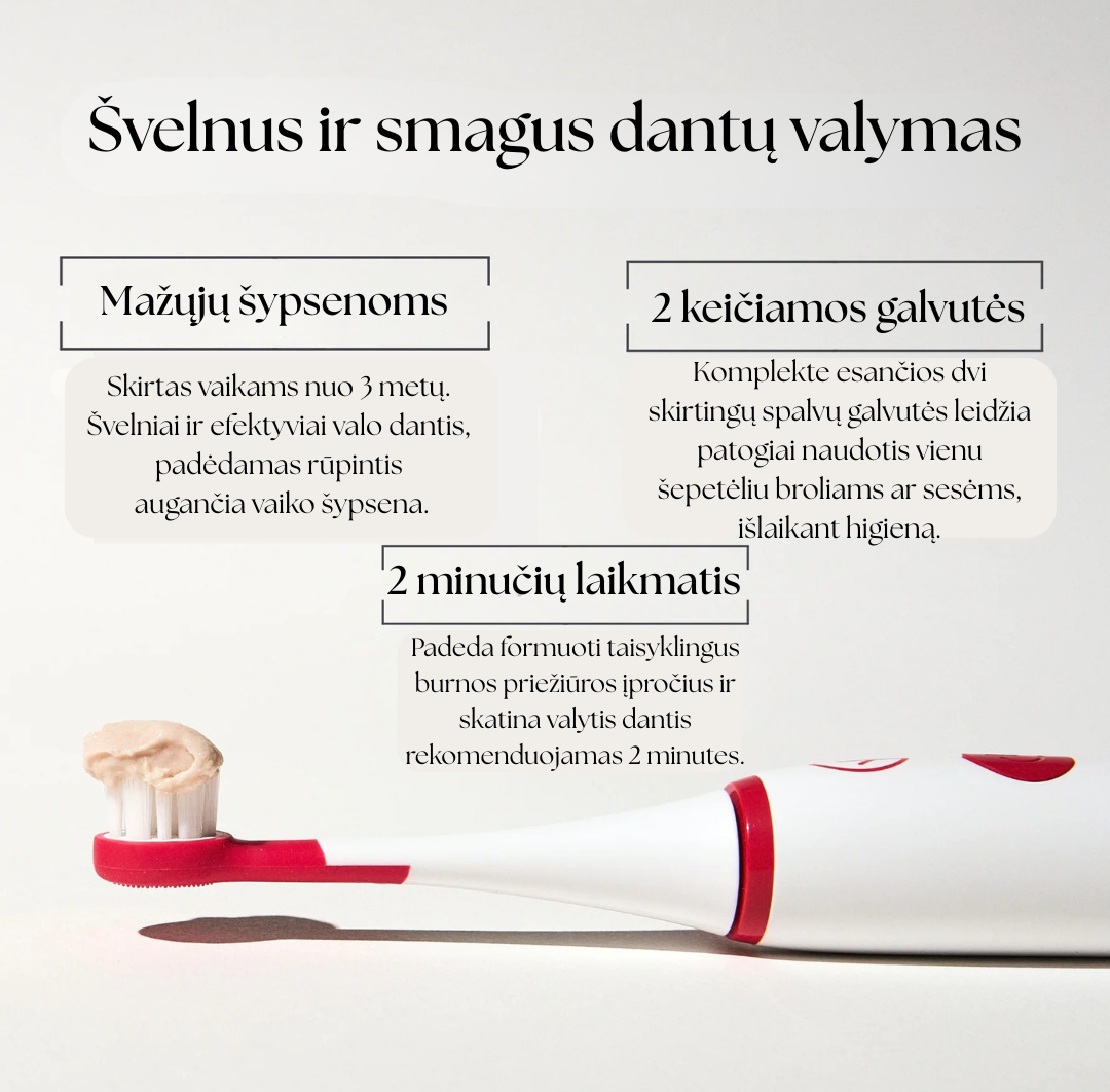 Georganics Sonic Kids elektrinis dantų šepetėlis vaikams | Nuo 3 metų