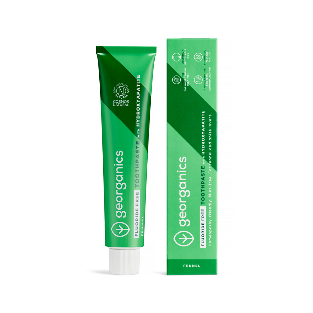 Georganics natūrali dantų pasta su hidroksiapatitu ir pankoliu (be fluoro) | 75 ml