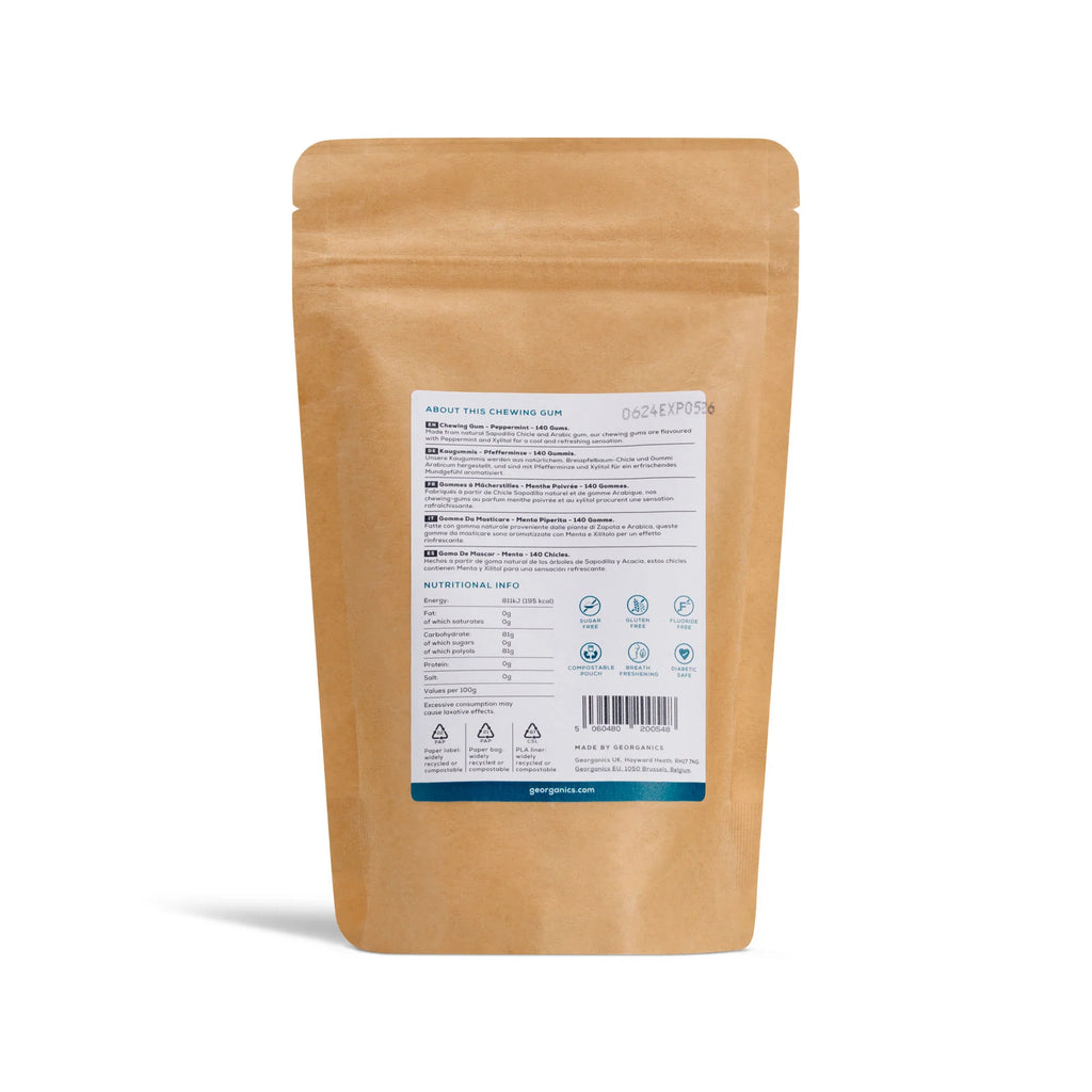 Georganics Kramtomosios gumos papildymas su pipirmėte (refill)