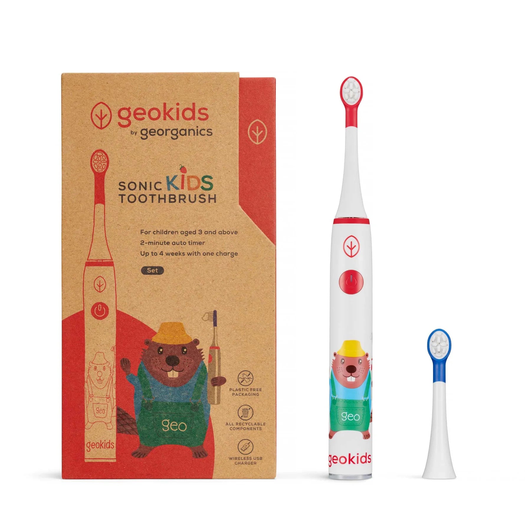 Georganics Sonic Kids elektrinis dantų šepetėlis vaikams | Nuo 3 metų