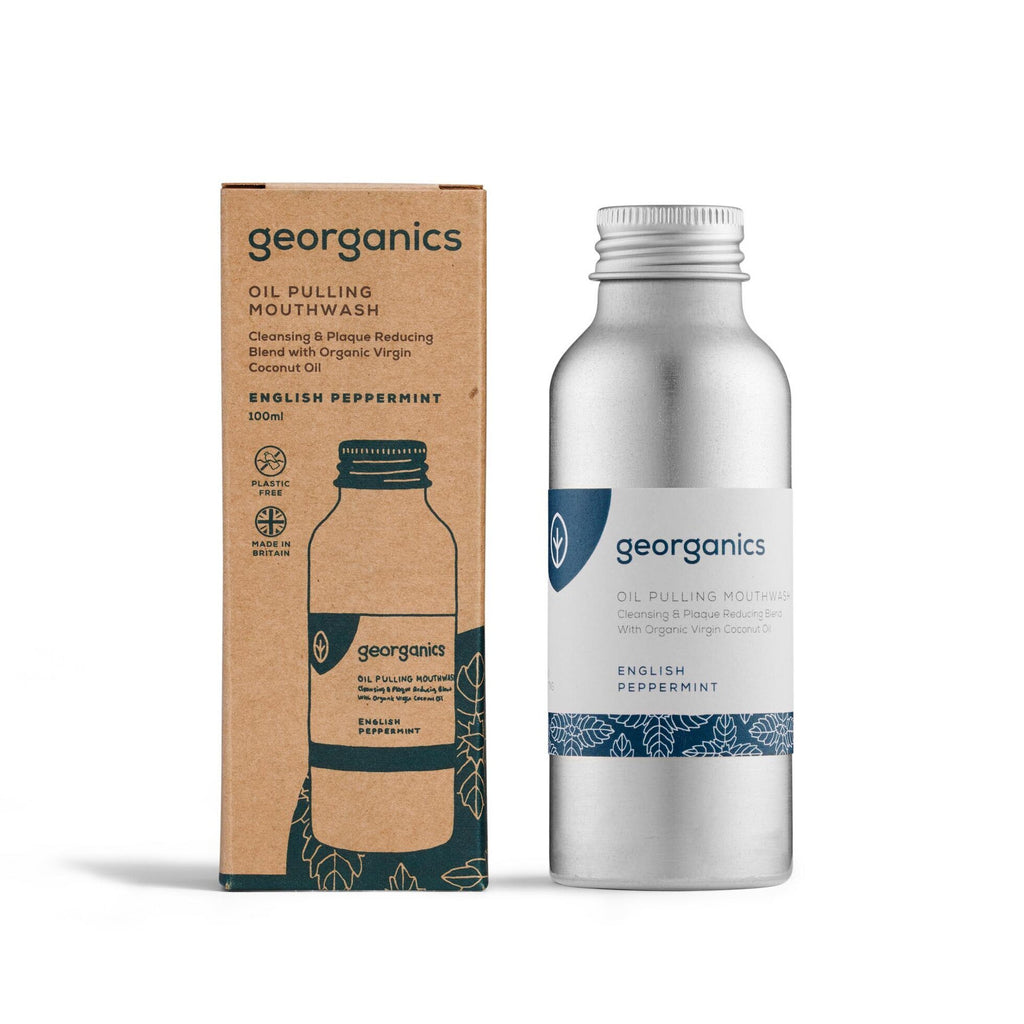 Georganics aliejinis burnos skalavimo skystis su pipirmėte - be fluoro - 100ml
