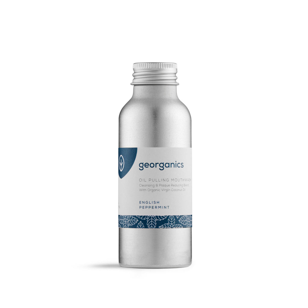 Georganics aliejinis burnos skalavimo skystis su pipirmėte - be fluoro - 100ml